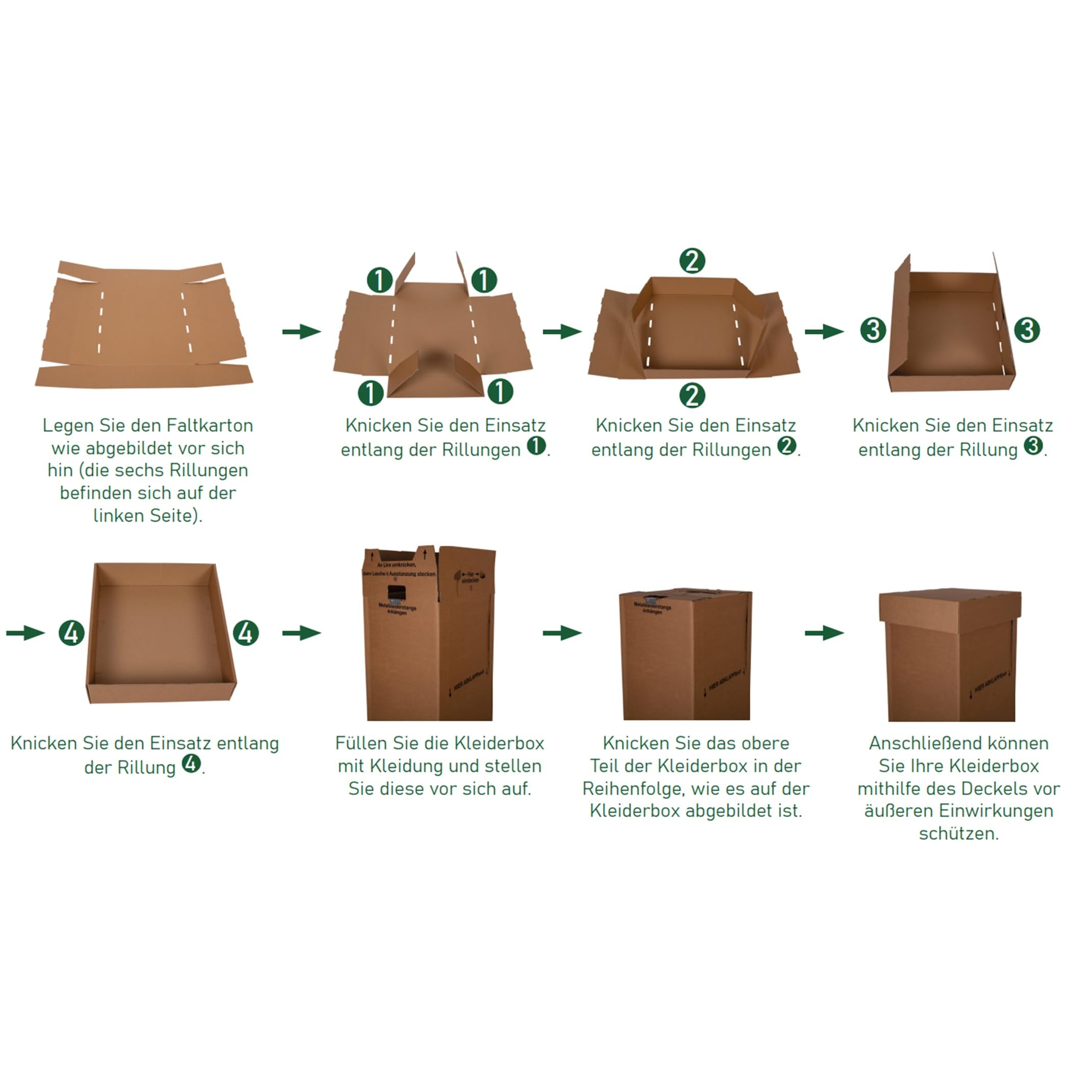 BB-Verpackungen 18x Stülpdeckel Kleiderbox Mini/Maxi 628x528x150mm (18 Stück) - ermöglicht mehr Inhalt und stabilisiert für Transport