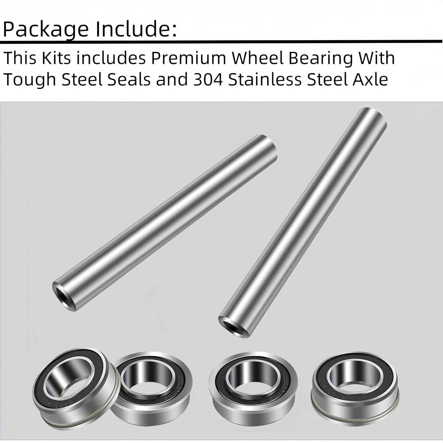 DEEG 2Pack Stainless Steel Front Wheel Axle & Sealed Bearing Kit for Husqvarna Z242F Z254 Z254F Z246 Z248F RZ5424 RZ4621 EZ4824 Zero Turn Mower, Replace Bushings, Fits 6" Wheel Sleeves Only
