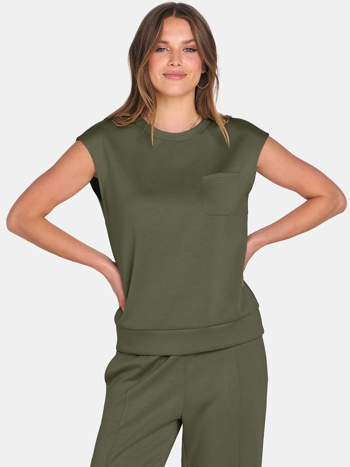 ANRABESS Two Piece Sets for Women 2026 Summer Travel Vacation Outfits Sleeveless Lounge Set Matching Wide Leg Pants Sweatsuit - Image 7