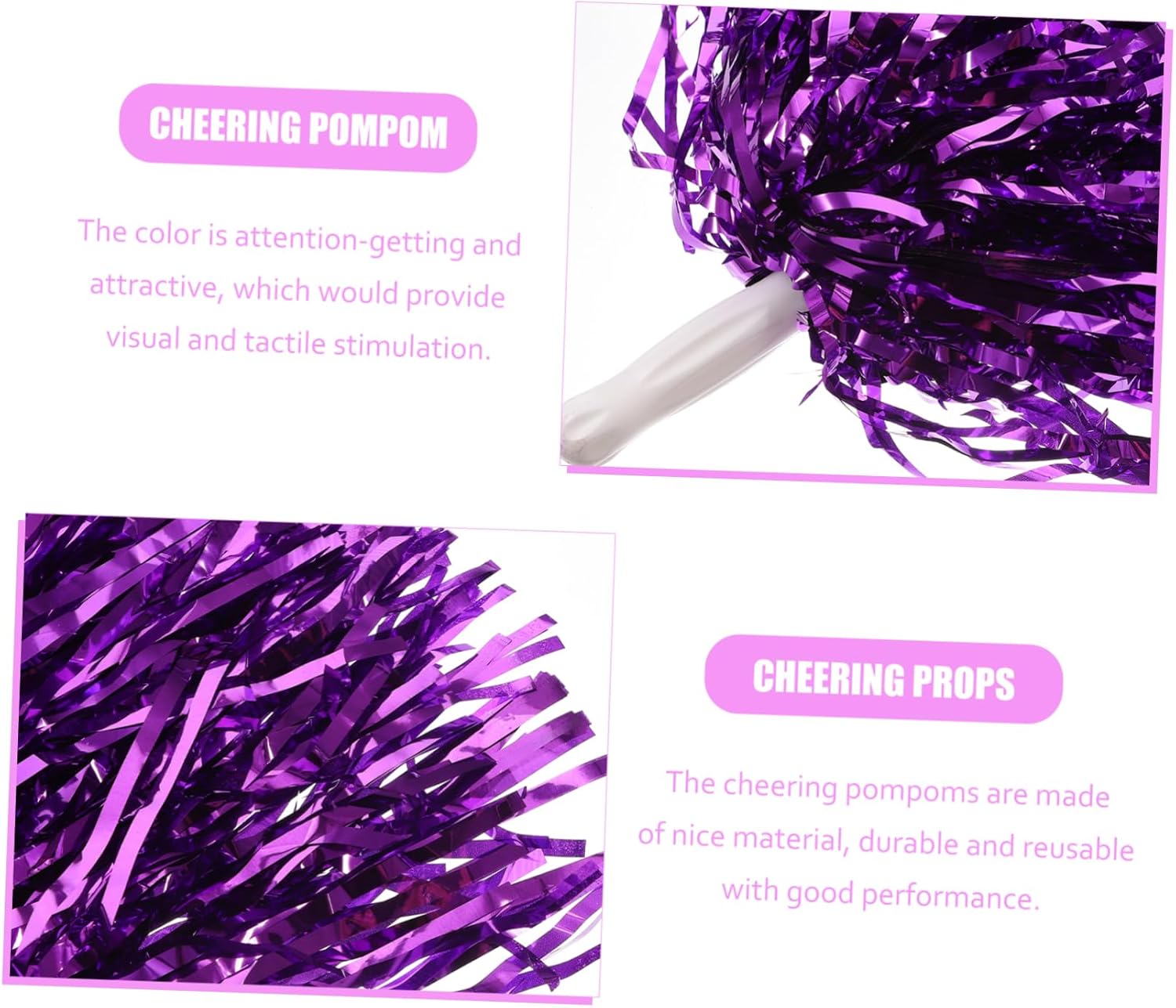 MOBUTOFU 16pcs Cheerleader Pom Poms Handles Cheering for Sports Events and Dance Competitions Handheld Cheerleading Accessories