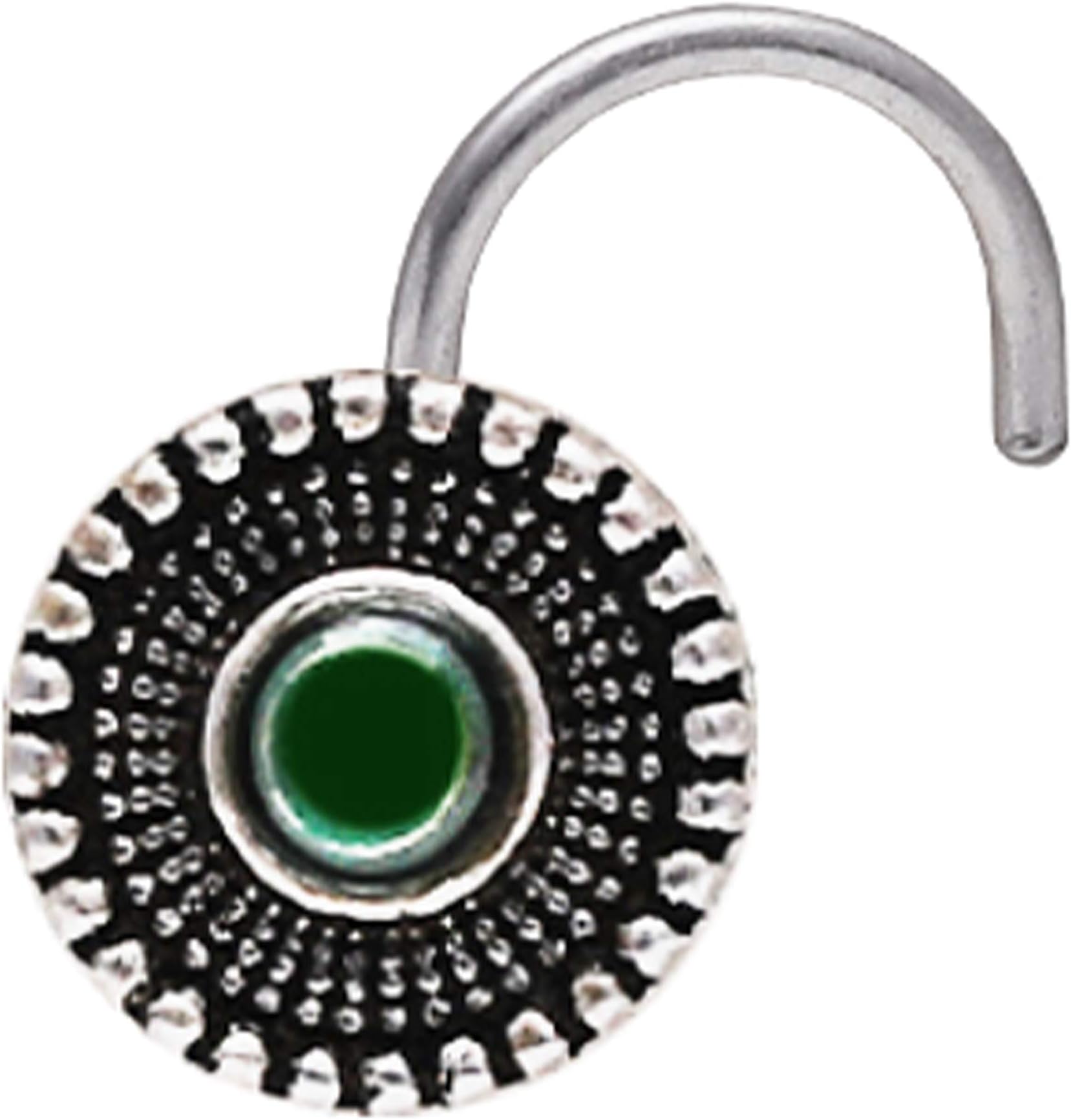 - AVNI 925 Oxidised Silver Bottle Green Nose Pin | Nose Pin For Women & Girls | With Certificate of Authenticity and 925 Stamp | 6 Month Warranty*