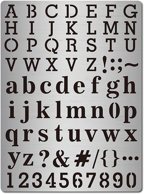 GORGECRAFT Metal Letter Stencil Stainless Steel Lettering Alphabet Symbol Painting Template Journal Tool for Painting, Wood Burning, Pyrography and Engraving