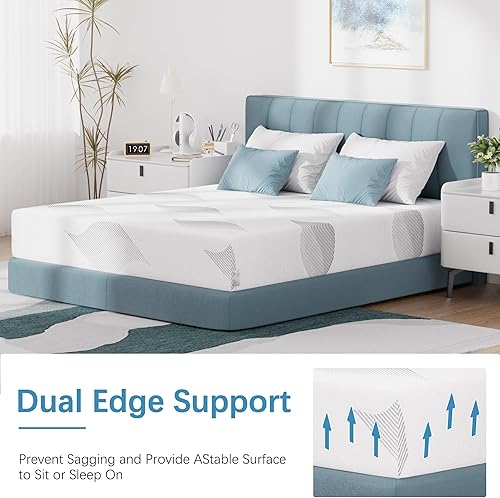 Miniatura 5 de Colchón tamaño King, colchones de espuma viscoelástica de gel refrescante de 8 pulgadas, funda extraíble lavable, colchón King en una caja, firmeza