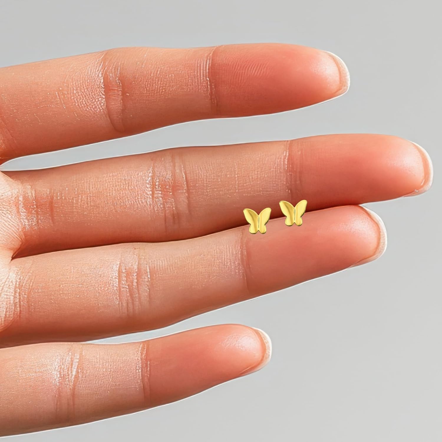 Butterfly 925 Sterling Silver Stud Earrings, Gold-Plated, Ultra-Tiny Minimalist Jewelry - Image 4