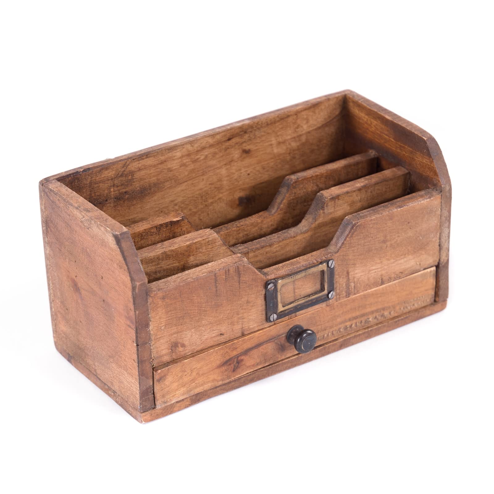 DESIGN DELIGHTS Vassoio per Lettere Juna | Legno di Mogano, 3 Scomparti con cassetto, 25 cm | Raccoglitore di Lettere, organizzatore per Ufficio, Porta Lettere, Documenti