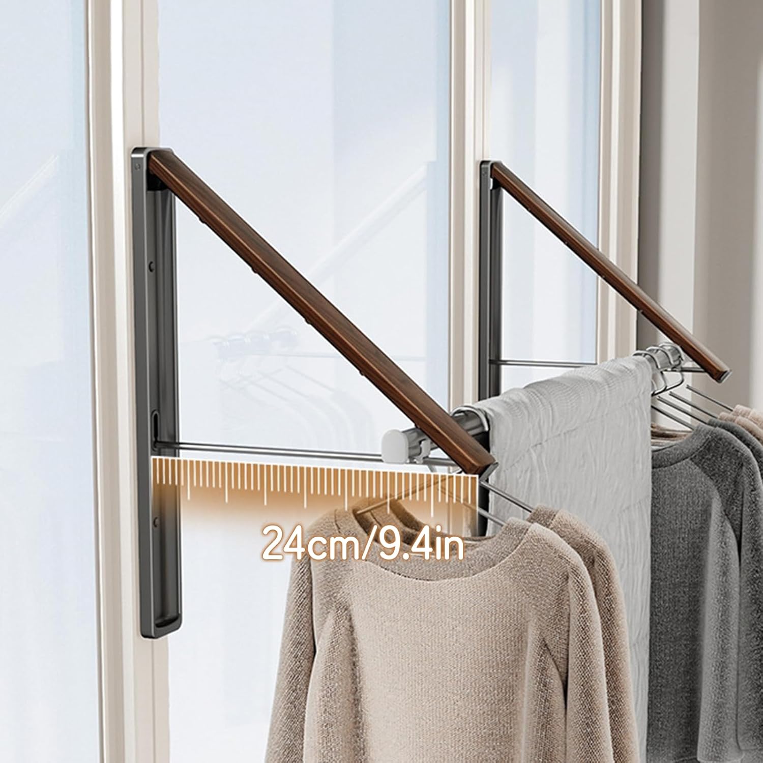 Wall Mounted Drying Rack, Retractable & Foldable Clothes Hanger for Laundry Room Organization, Hanger Dryer Rack Space Saving Closet Organizer (2)