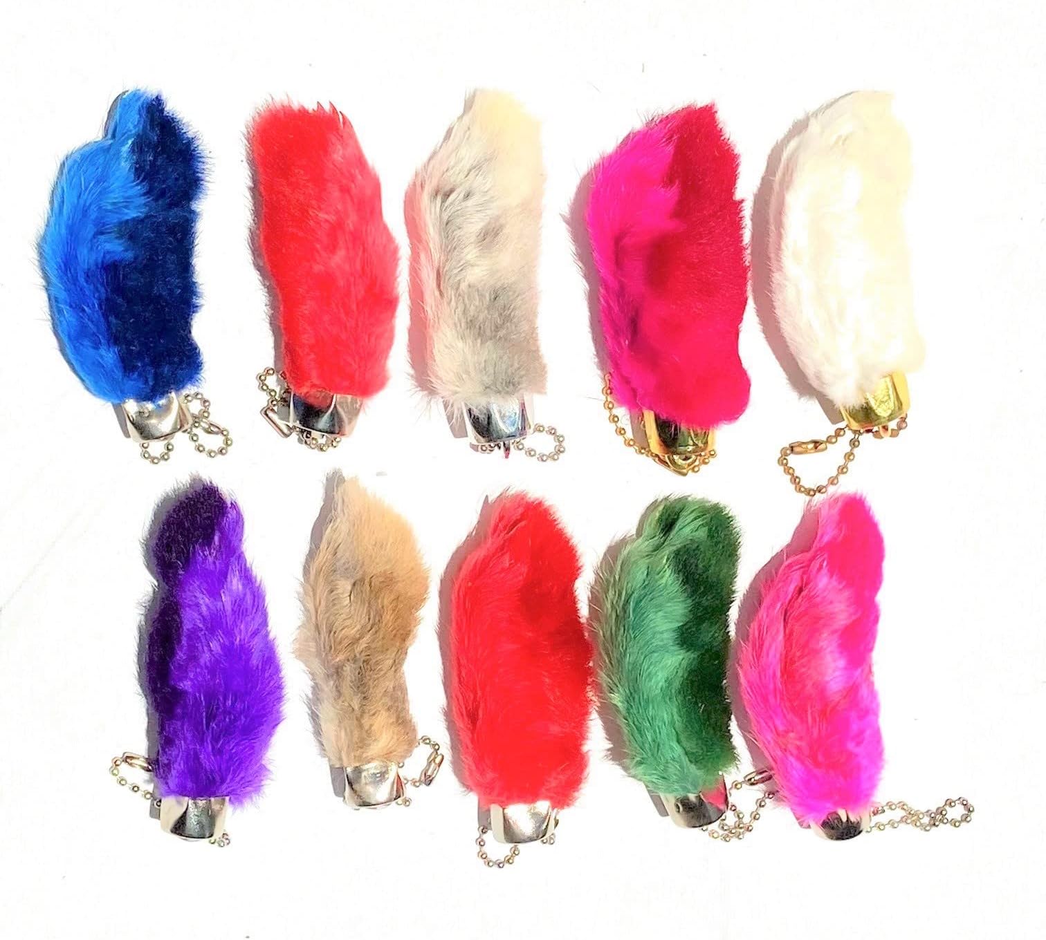 Dangerous Threads Premium Rabbit Rabbits Foot Keychain Assorted Colors 10 Pieces (Assorted - 10 pcs)