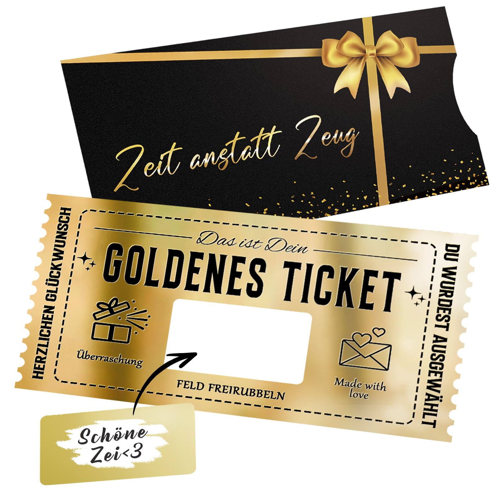 Gouden Ticket Krasloten Gravure Afdrukken Wenskaart Luxe Cadeau Verjaardag Zegen Diy Scratch Gift