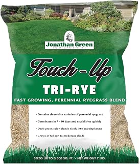 Jonathan Green Touch-Up TRI-RYE Perennial Ryegrass Seed - Fast Germinating Cool Season Grass for Overseeding & Lawn Thickening (7 lb)