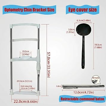 Optometry Chin Rest with Adjustable Knob, 0-95mm Lifting Height, Optical Vision Training Forehead & Chin Bracket