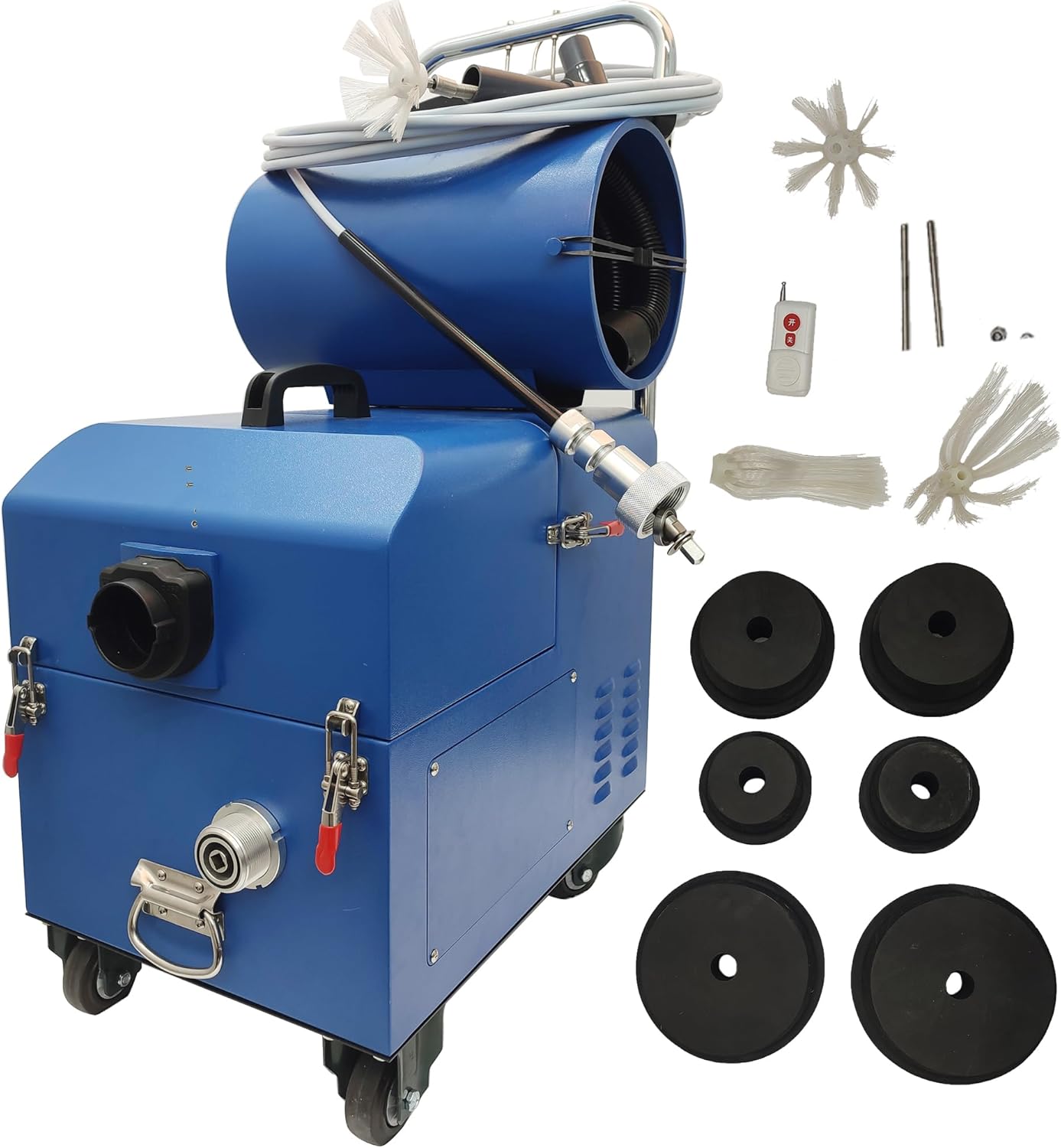 Air Pipe Cleaning Machine Fresh Air Duct Sweeping and Vacuum Suction Integrated Machine Pass Through Bend Pipe Cleaning Machine Ventilation Duct Cleaner 220V for Round and Square Pipes