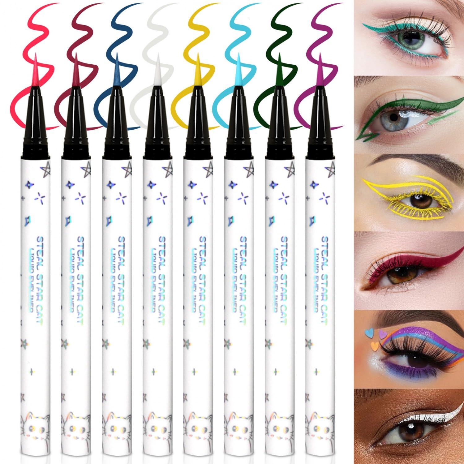 Yoken 8 Colors Matte Liquid Eyeliner Set Colorful Smudge