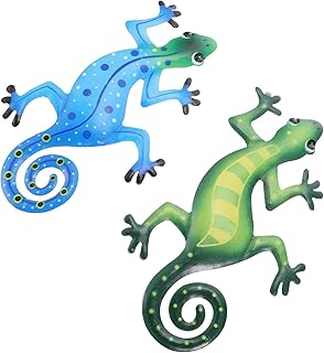 2pcs Gecko Wall Decor Metal Hanging Gecko Wall Art Lizard Hanging for Home Decor