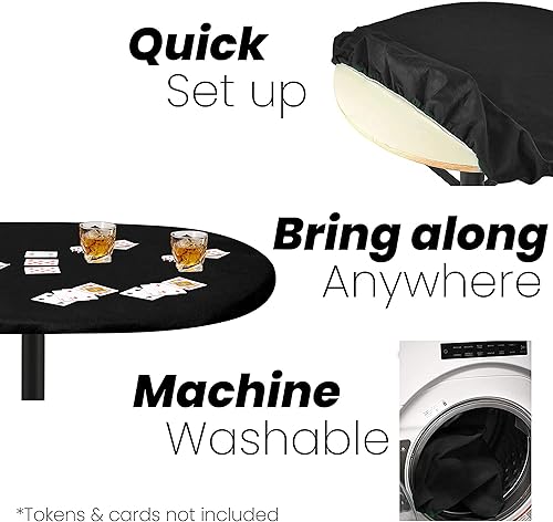 Miniatura 4 de Mantel de fieltro para mesa de juego de cartas para póker, mahjong, dominó, puente y juego de mesa, mantel ajustable elástico para mesas ovaladas de