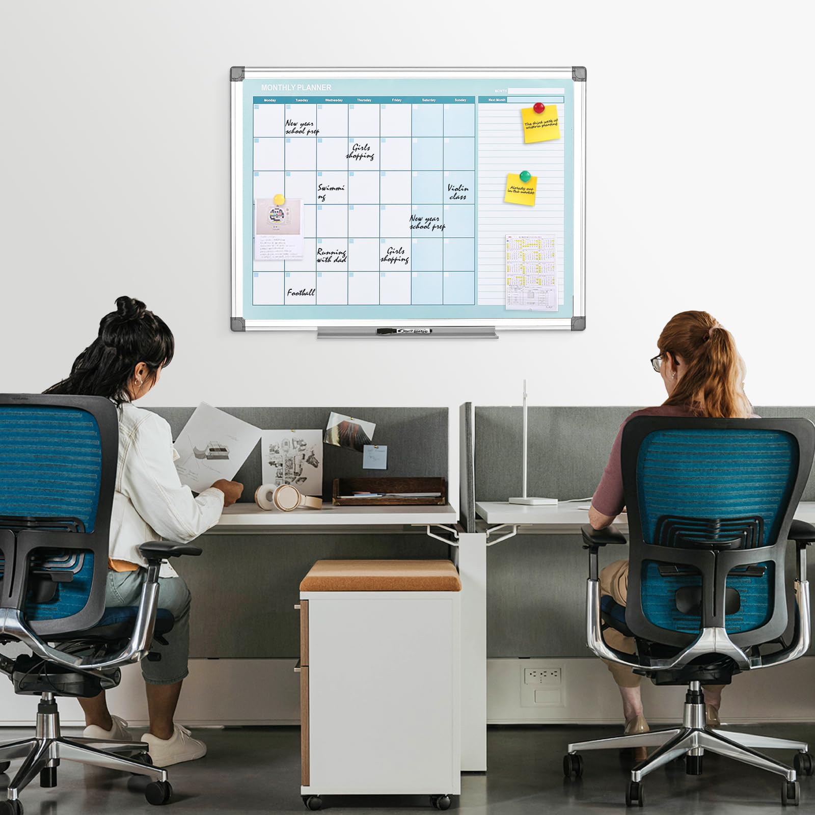 MAKELLO Whiteboard Monatsplaner 90x60cm Abwischbar Kalender mit nächstem Monat Büro
