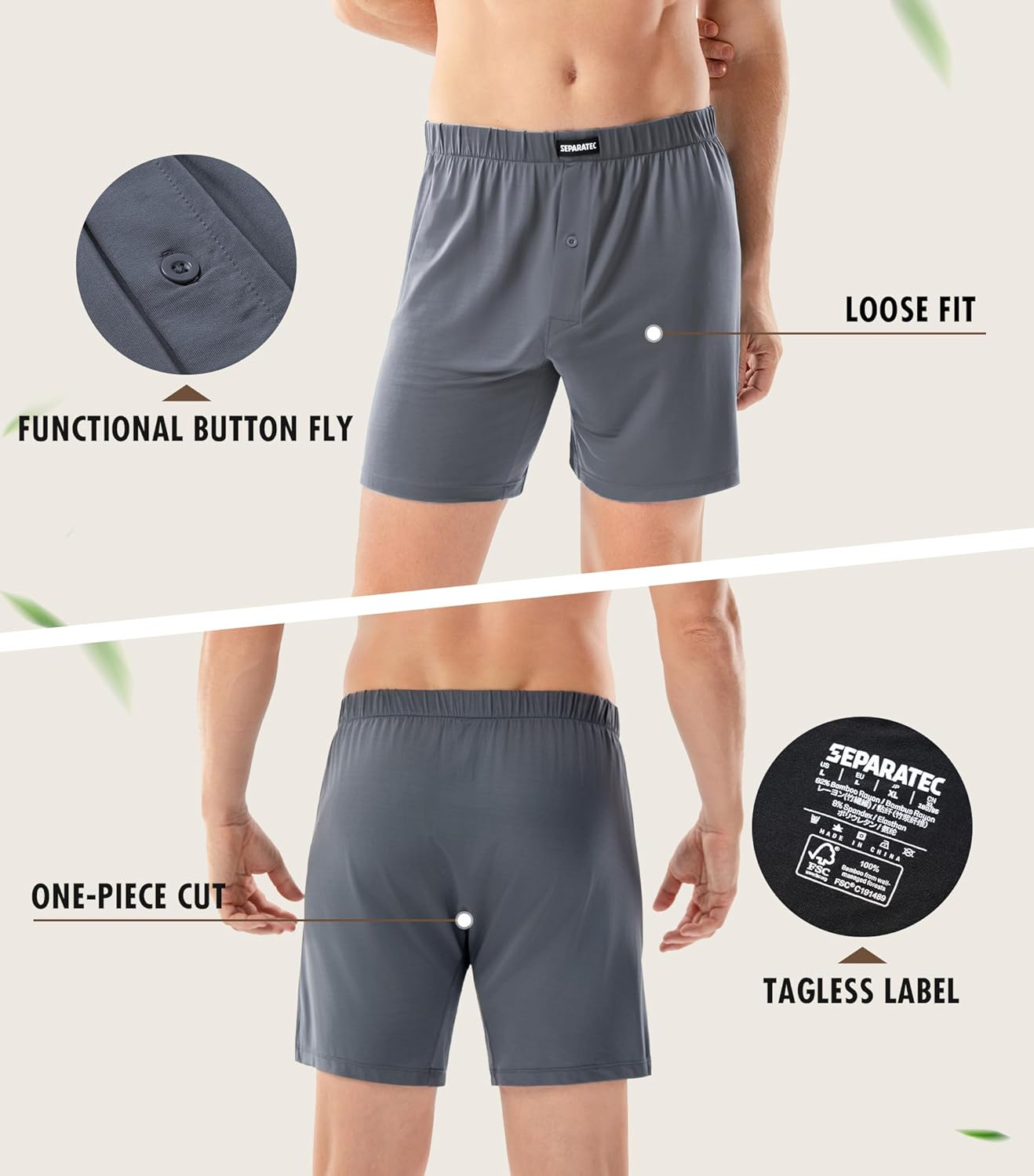 Separatec Stretch Satin Mens Boxer Shorts Buttery Soft Silk Boxers for men Breathable Loose Fit Mens Underwear 3 Pack - Image 5