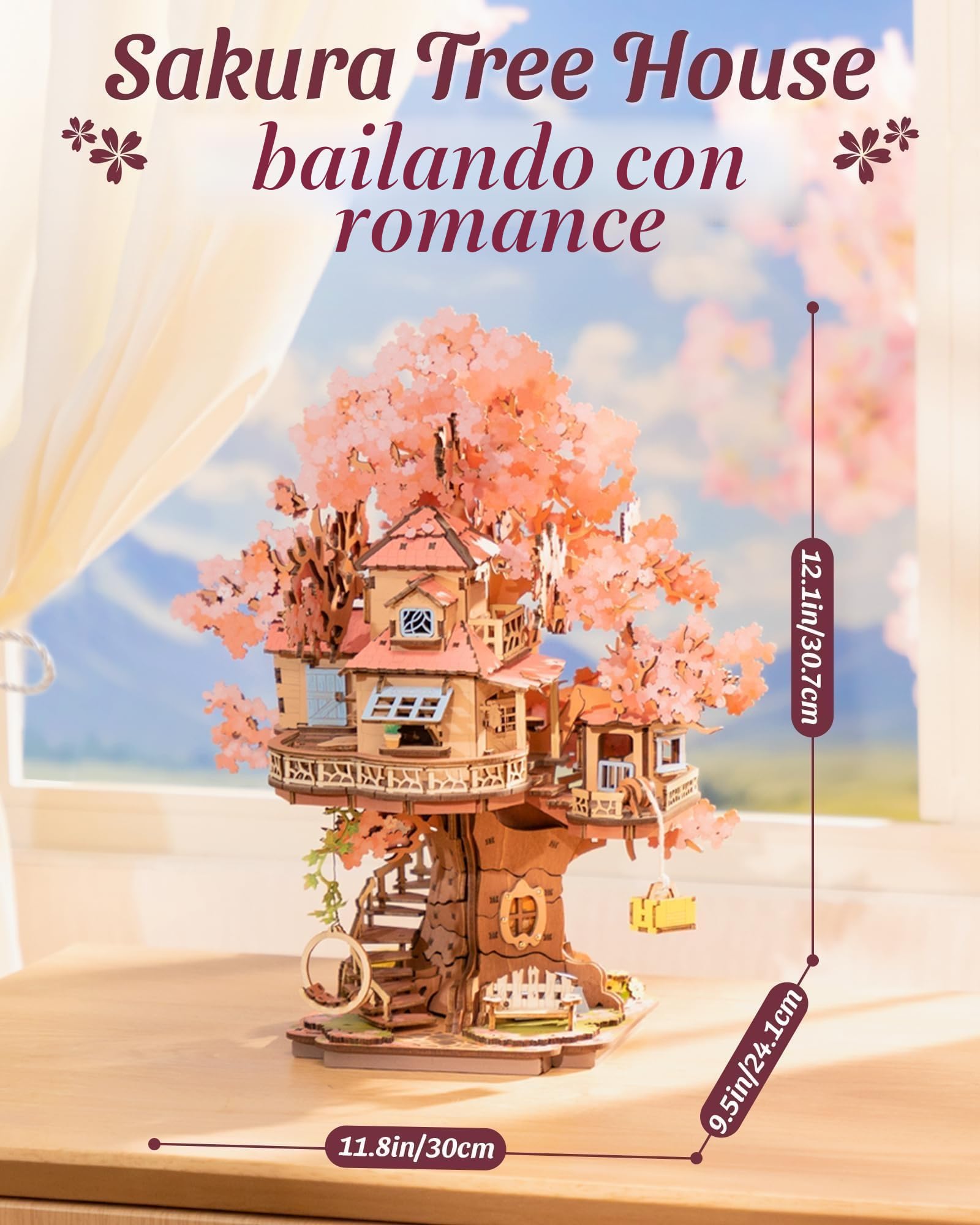 ROBOTIME Puzzle 3D Madera Sakura Tree House, Kit de Maquetas para Construir Adultos, Regalo Creativo y Decoración para Adultos y Adolescentes