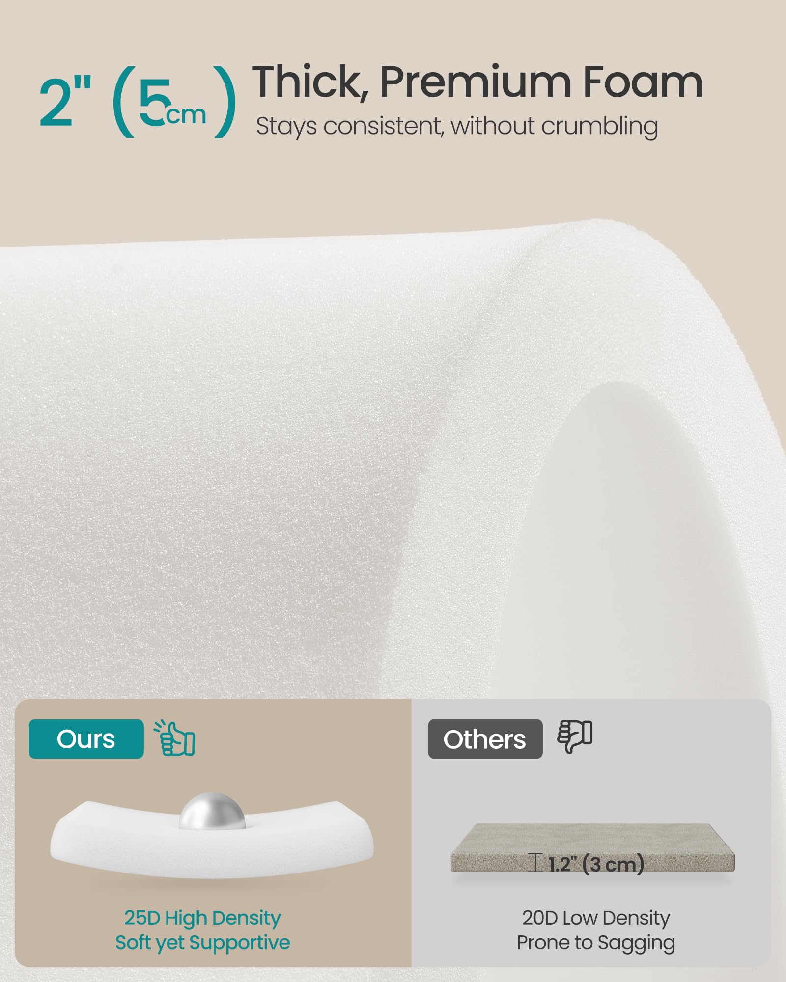SONGMICS Storage Ottoman, Foot Stool, Ottoman with Padded Seat, Foot Rest with Wood Legs, Small Table, for Hallway, Living Room, 30 x 40 x 30 cm, Teddy Fleece, Cream White ULOM518WD01 — view 5