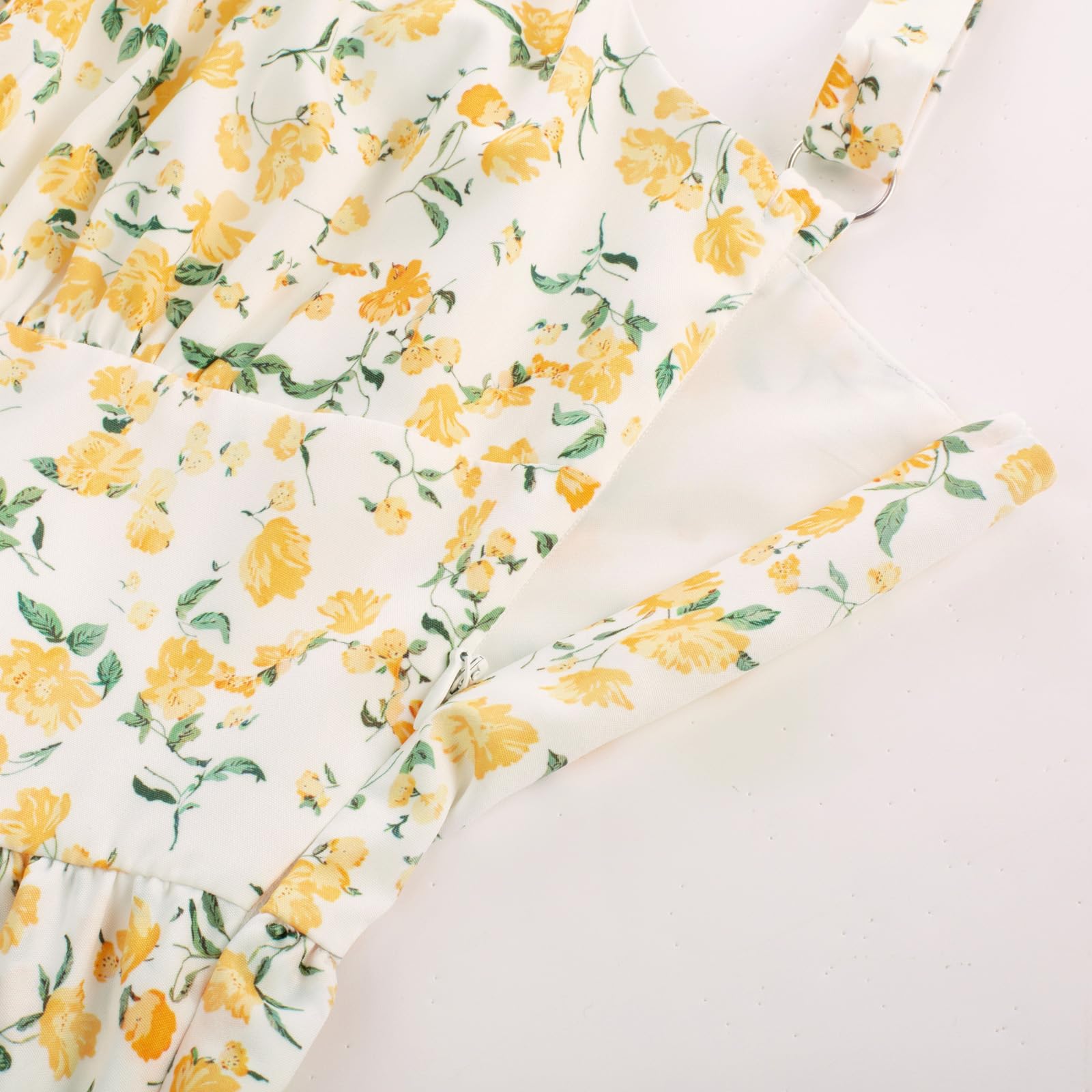 Scarlet Darkness Floral Mini Corset Dress for Women Teen 2026 Summer Spring Flowy A-Line Sundress with Pockets: Large White Yellow Floral