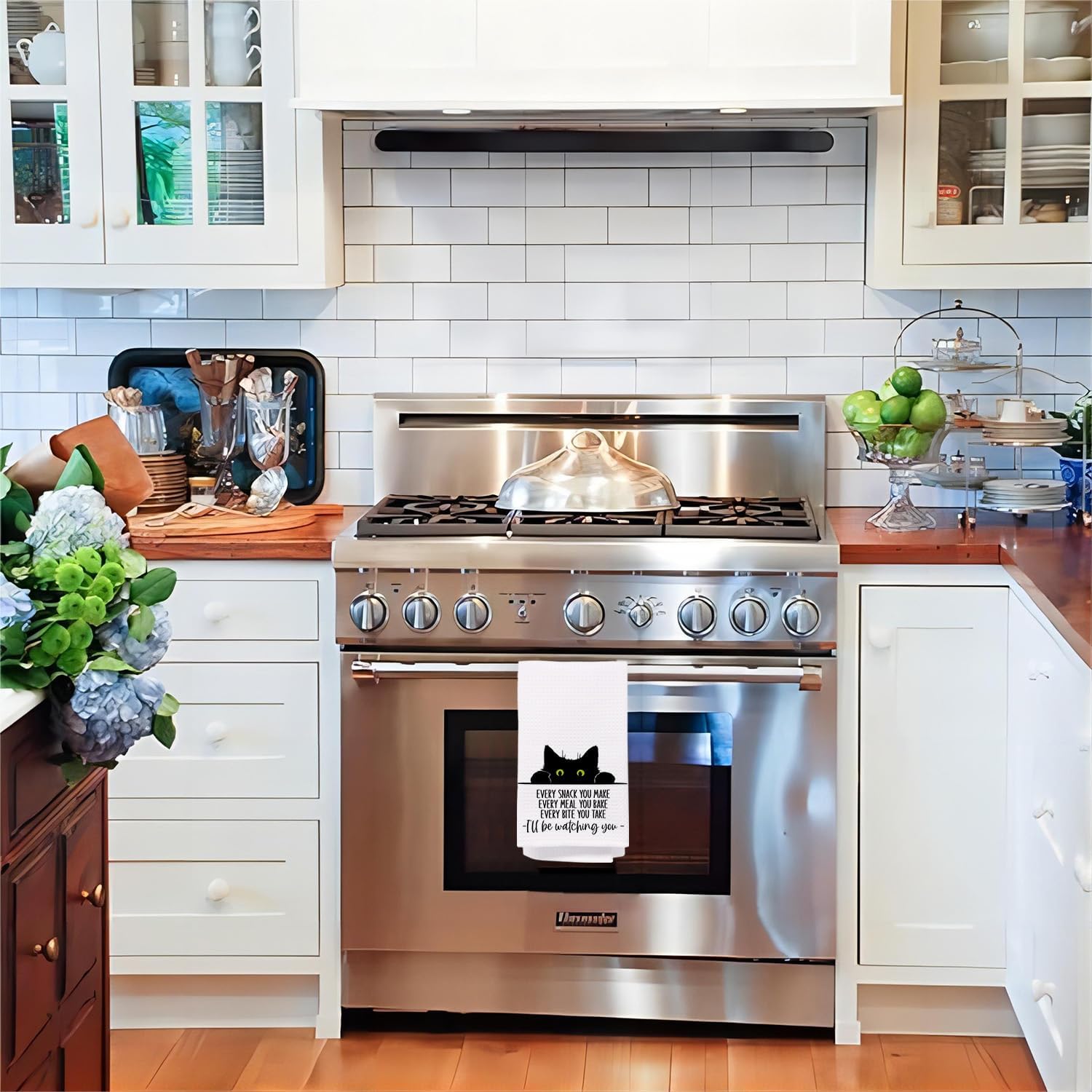 Funny Black Cat Kitchen Hand Towels Decor,Every Snack You Make Every Meal You Bake 16x24 Waffle Weave Towel,Funny Black Cat Tea Dish Towels Decor for Kitchen - Image 2