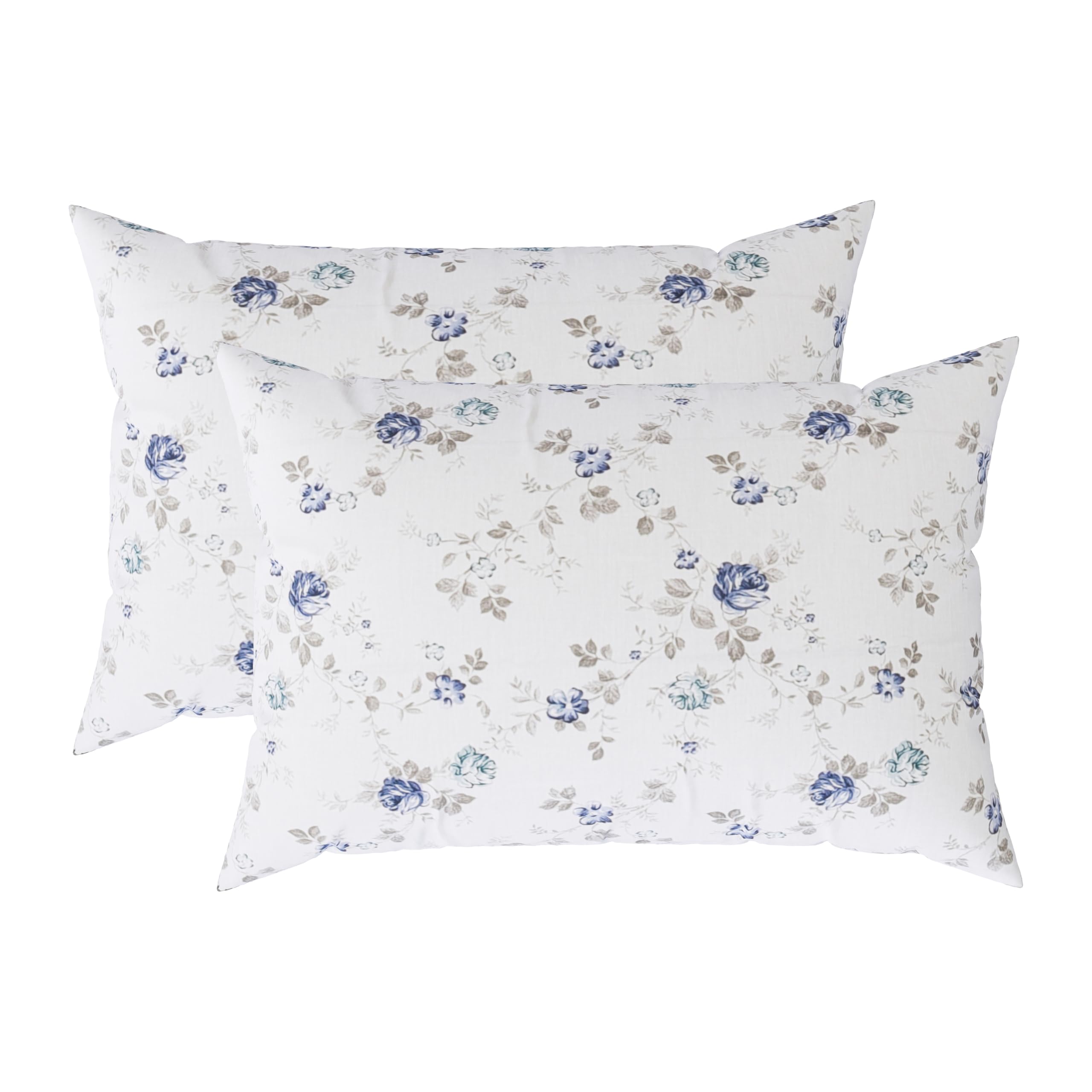 LINENWALAS 100% Cotton Percale Large Standard Size Pillow Case Set of 2, Crisp and Cooling 200 TC, Premium Cotton Printed Bed Pillow Covers (20x30 inch, Blue Sapphire)