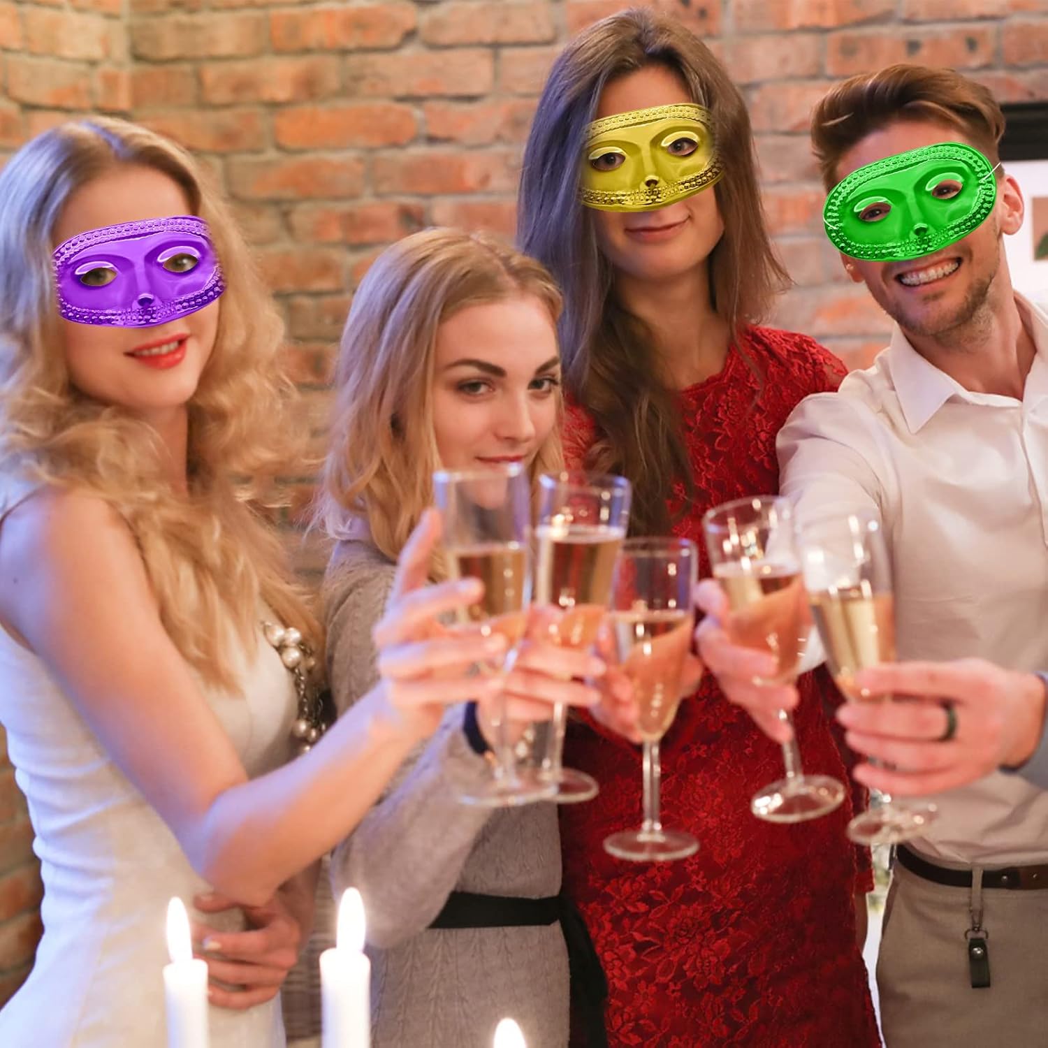 24 Piece Mardi Gras Masks Bulk - Gold Purple Green Metallic Masquerade Half Party Masks Costume Party Supplies, Mardi Gras Decorations for Women, Men and Kids - Image 6