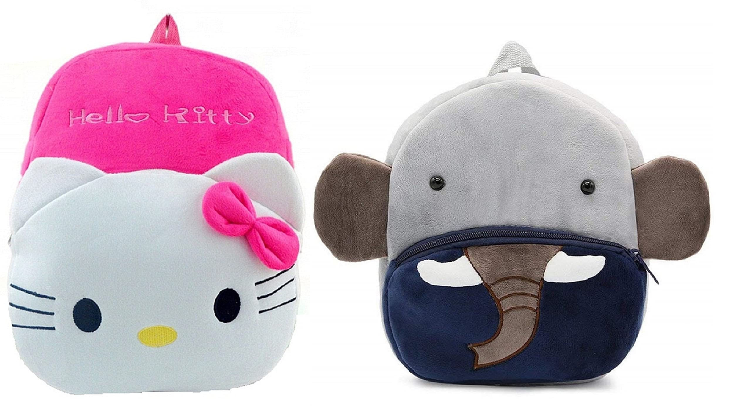 blue tree Kids School Bag Soft Plush Backpack Cartoon Bags Mini Travel Bag for for Girls Boys Toddler Baby Hello Kitty & Elephant