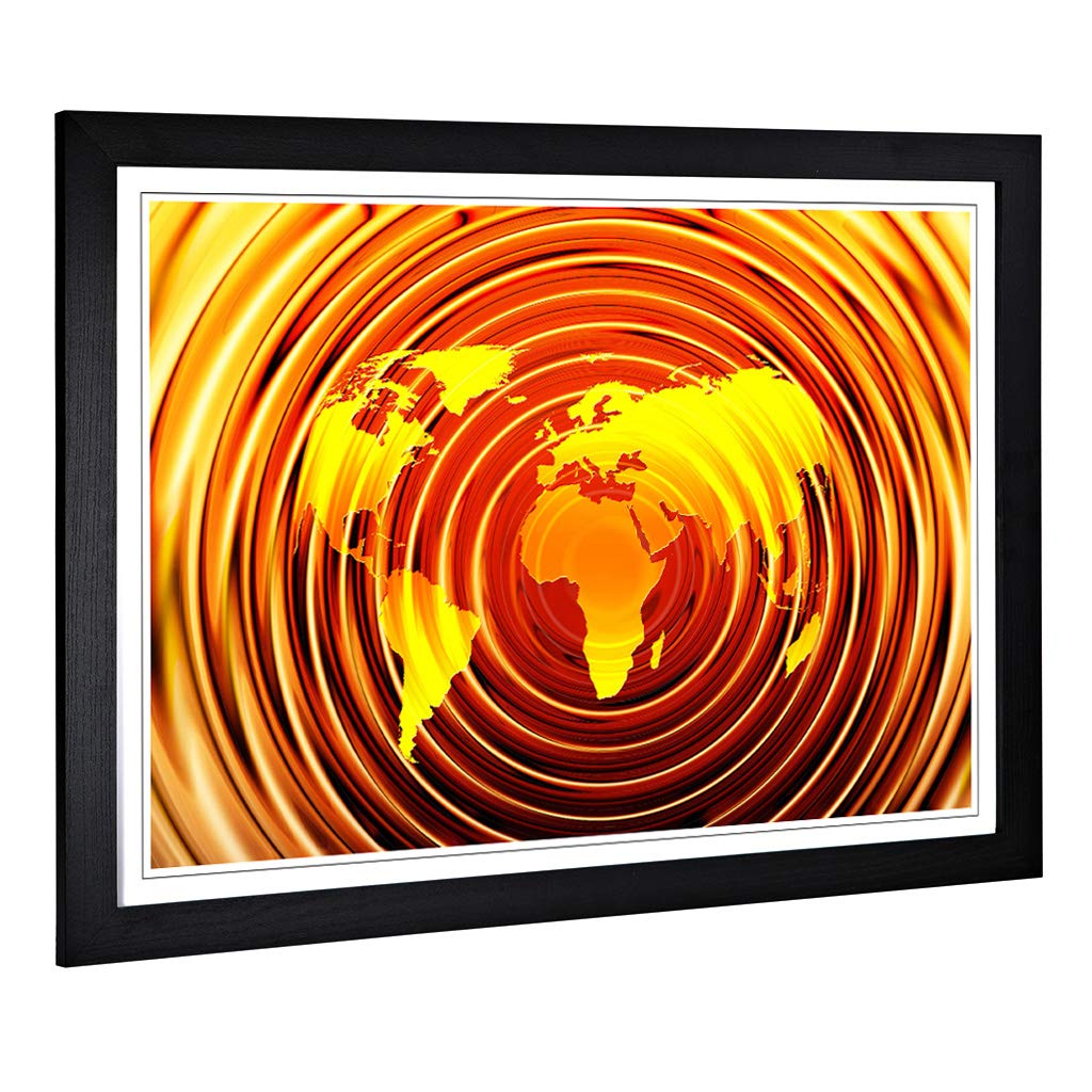 Big Box Art Framed Print of World Map (5) Design | Wall Art Picture | Home Decor for Kitchen, Living, Dining Room, Lounge, Bedroom, Hallway, Office, Black, A2 / 24.5x18 Inch / 62x45cm