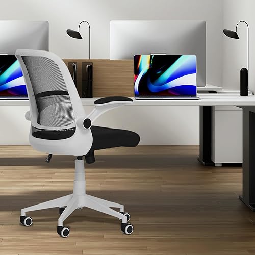 Miniatura 2 de Magshion Silla ergonómica de escritorio de oficina en casa, silla de computadora de malla de altura ajustable con reposabrazos abatible, silla