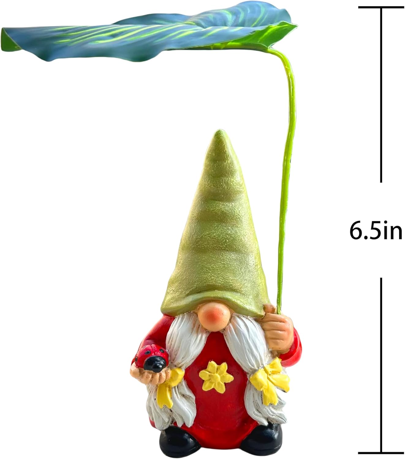 Garden Gnome Lovers Statue Decoration with Leaf Umbrella, 6.5” Figurine Ornament for Indoor Outdoor Home Patio Yard Lawn, for Gnome Lovers & Garden Enthusiasts，Mom，Women