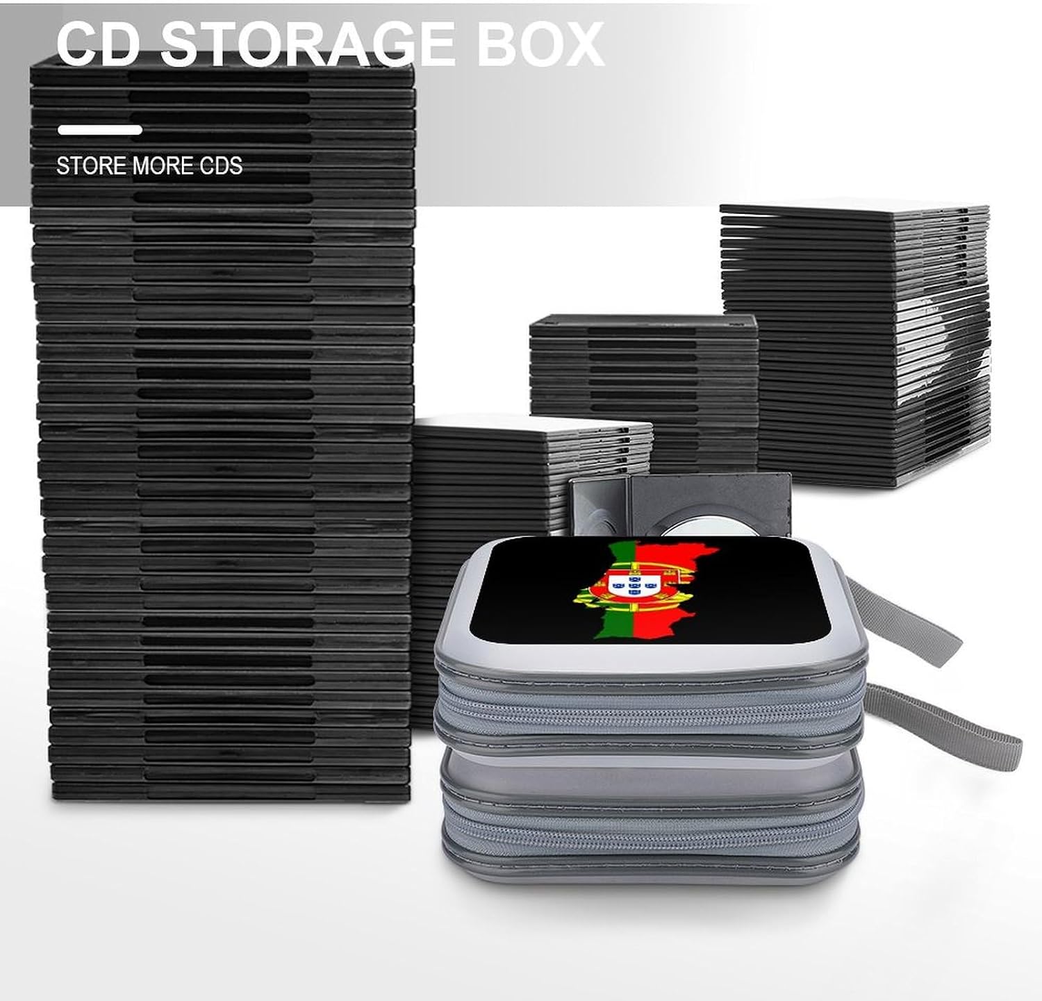 Portugal Flag Map Cute CD Case Holder Portable DVD Disc Wallet Storage Binder Organizer for Car Travel