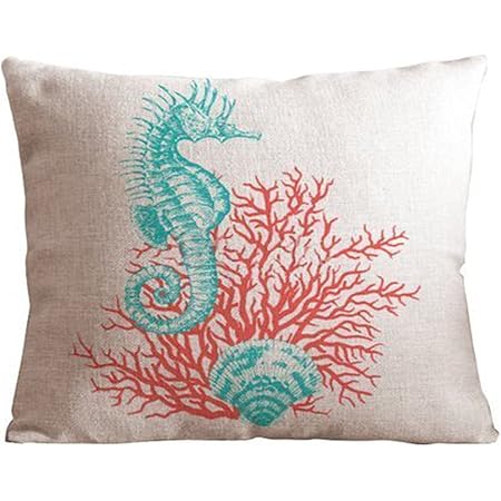 18x18 Inch Lighthouse Nautical Pillow Cover - Cotton Linen Decorative Throw Cover For Sofa, Bed, Or Chair