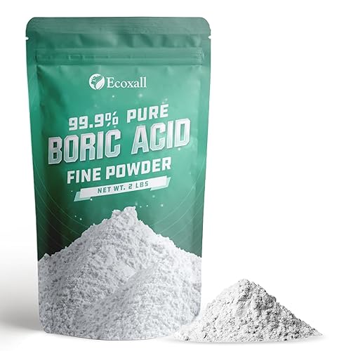 Ecoxall - ácido bórico en polvo fino, 99.9% en polvo, anhidro puro de 2 libras Bolsa