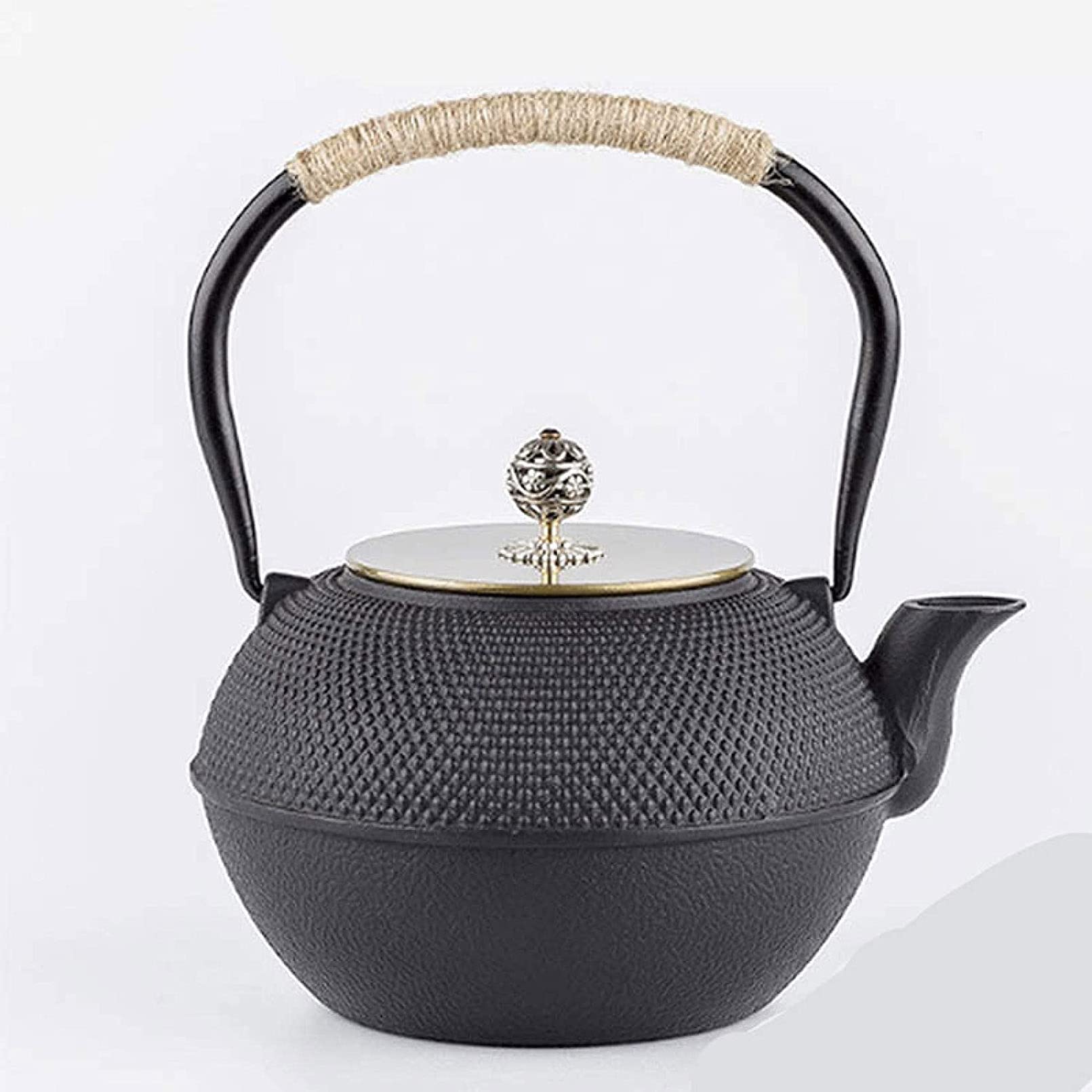 Teiera in ghisa con infusore Tetsubin fatto a mano Bollitore in ghisa Teiera con infusore in acciaio inossidabile Bollitore per piano cottura a gas Teiera nera 1200 ml Teteras para fogón
