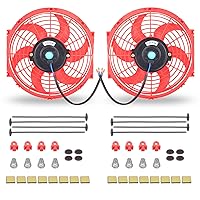 Vista 1 de Ventilador eléctrico universal de 25,4 cm, delgado, push/pull para radiador, 12V 80W, kit de montaje de alto rendimiento, rojo, 2 piezas