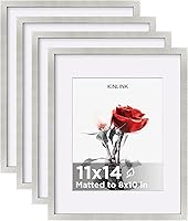 Vista 13 de KINLINK Juego de 4 portarretratos plateados de 5 x 7, marcos de fotos de madera con paspartú de 4 x 6 con plexiglás para 4 x 6 con paspartú o 5 x 7
