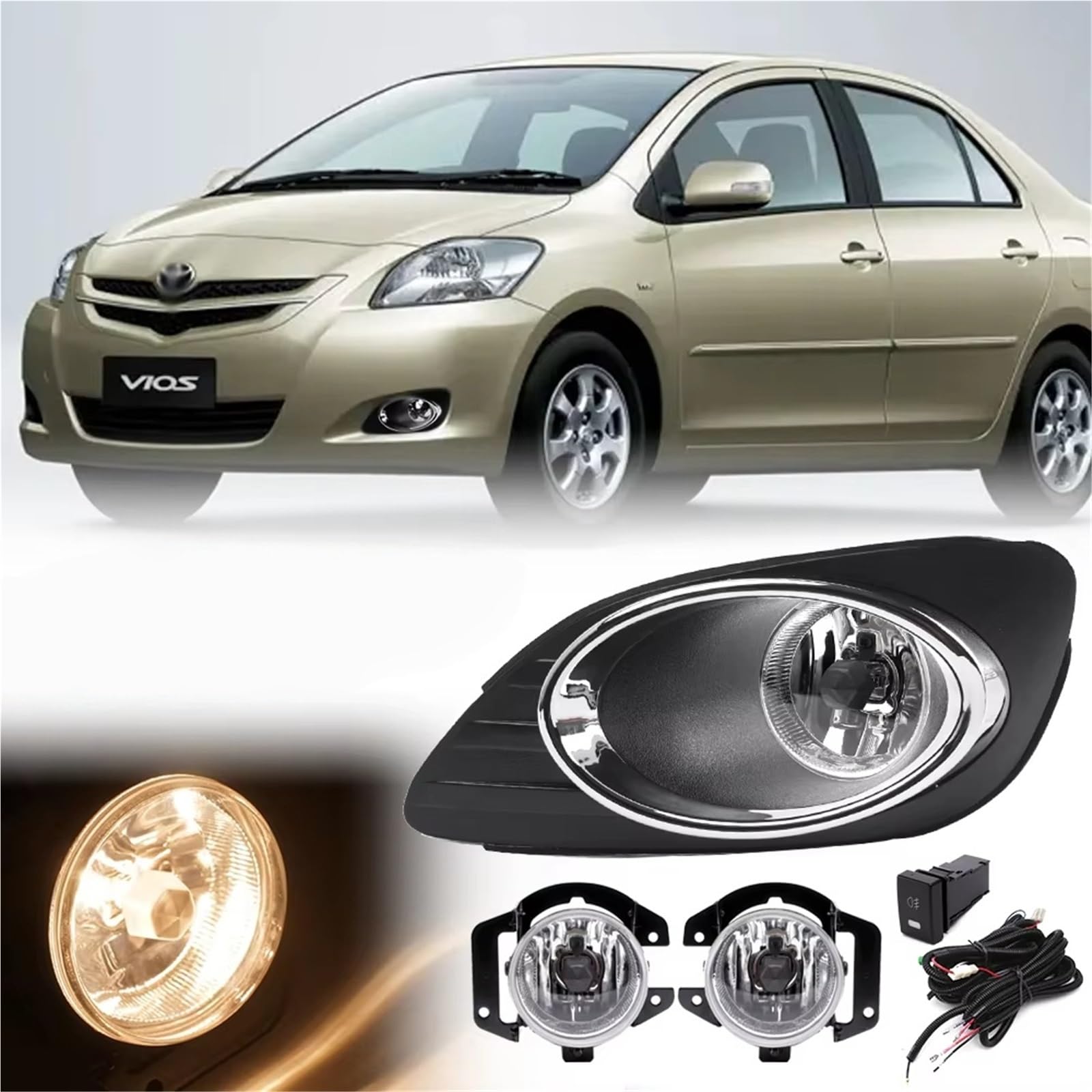 Fendinebbia Completo Compatibile Con Toyota Per Yaris 2008-2011 Paraurti Anteriore Fendinebbia Gruppo Ottico Fendinebbia