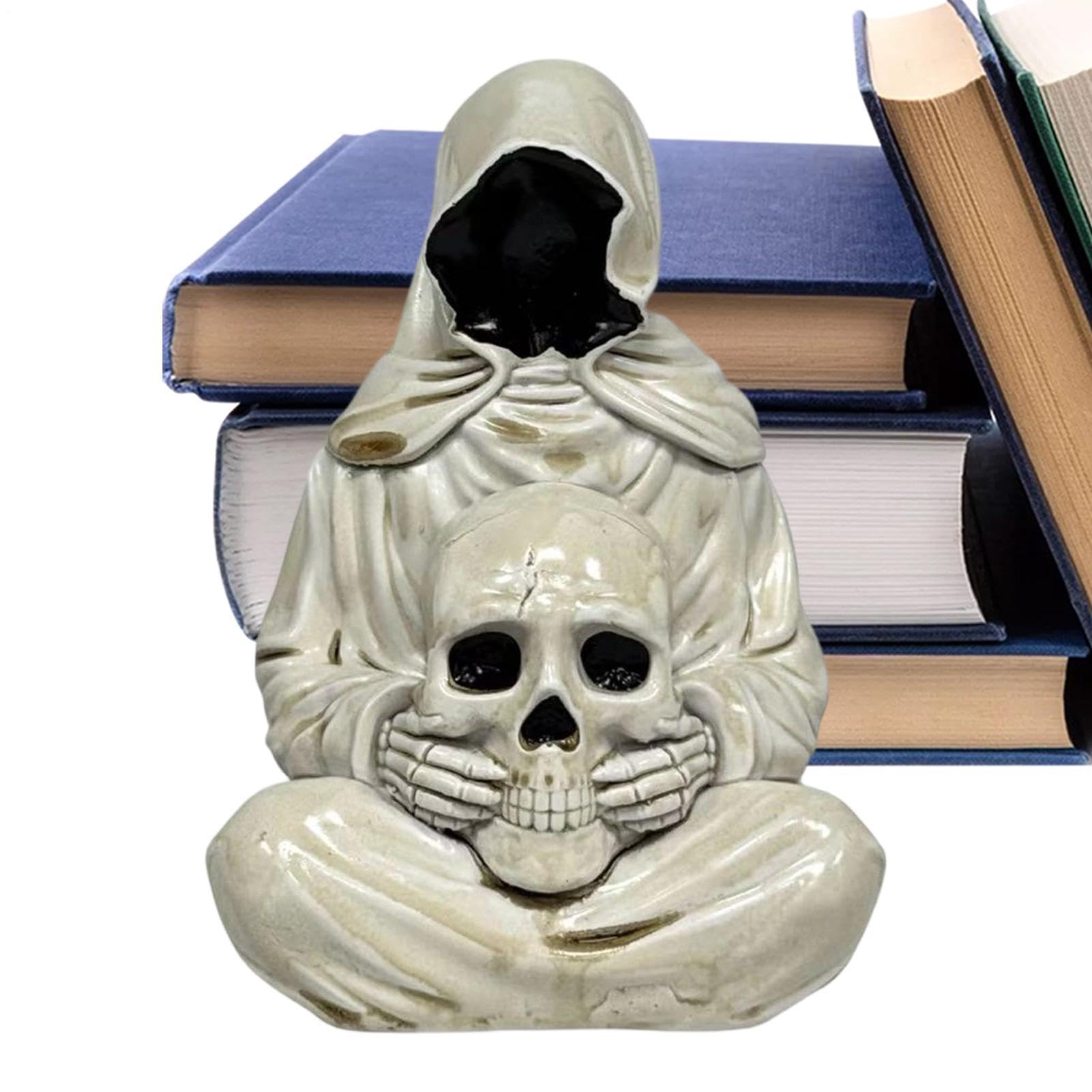 Figurines d'halloween crâne de faucheur en résine lumineuse pour étagère et chambre