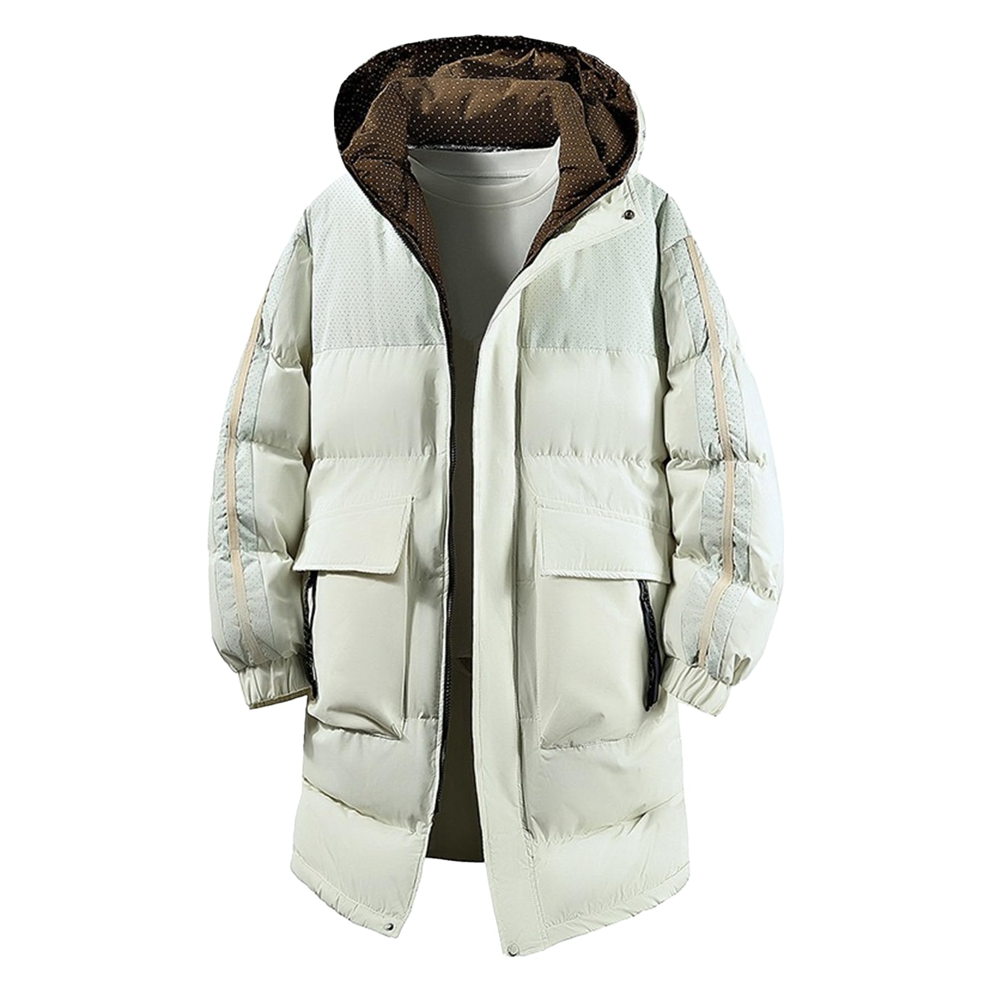 Giacca invernale lunga termica da uomo con cappuccio antivento isolata media lunghezza piumini da uomo imbottito caldo parka