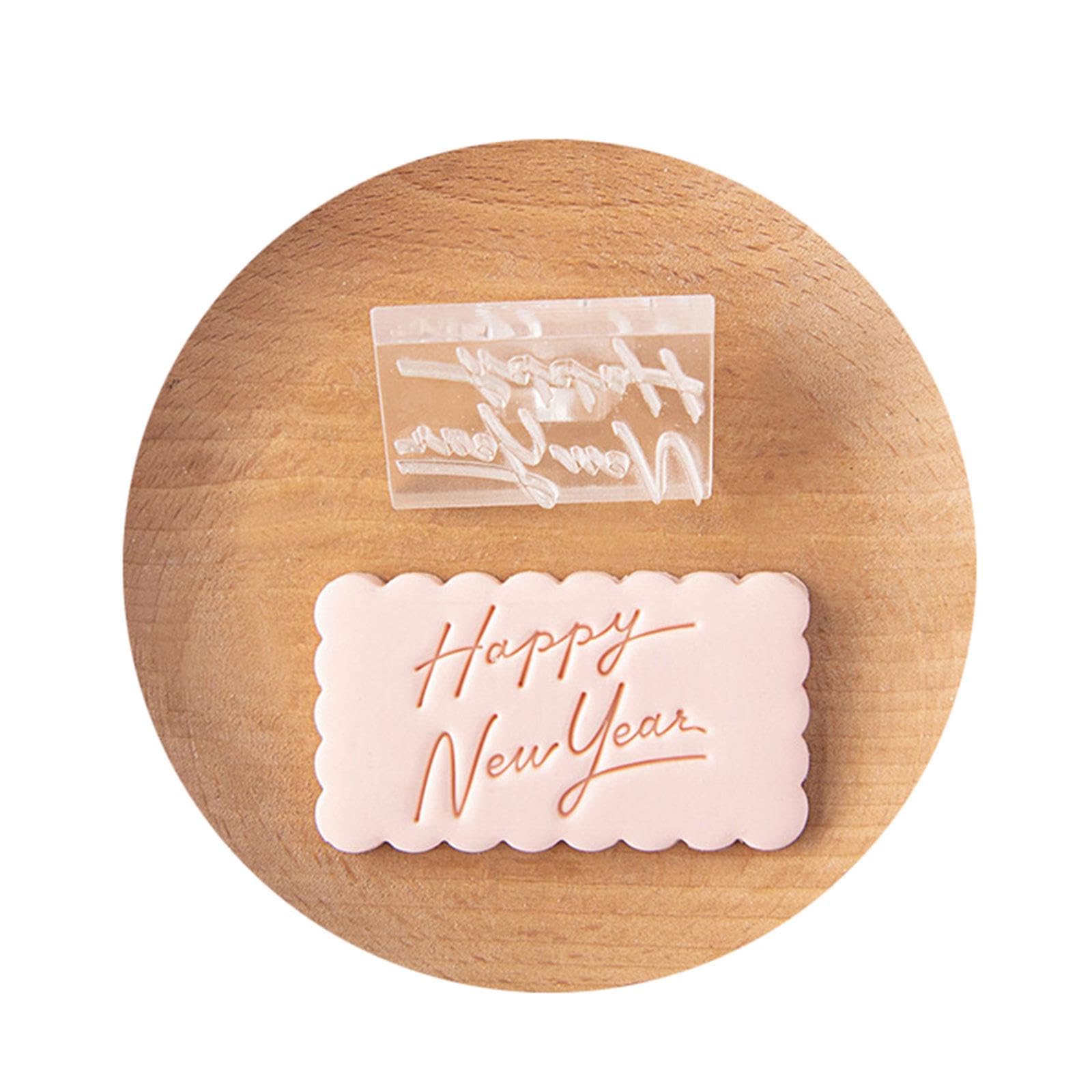 MALSSE Clear Pattern New Year Fondant Molds New Year Treats Creating Letter Embosser Ideal for Beginner and Experts Family Baking Fun