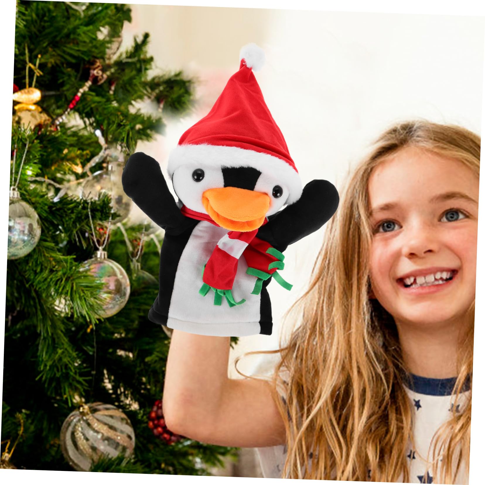Beaupretty 4 Piezas Marioneta de Mano Pingüino Navideño de Peluche para Interactivo para Cuentos y Familiares Navidad