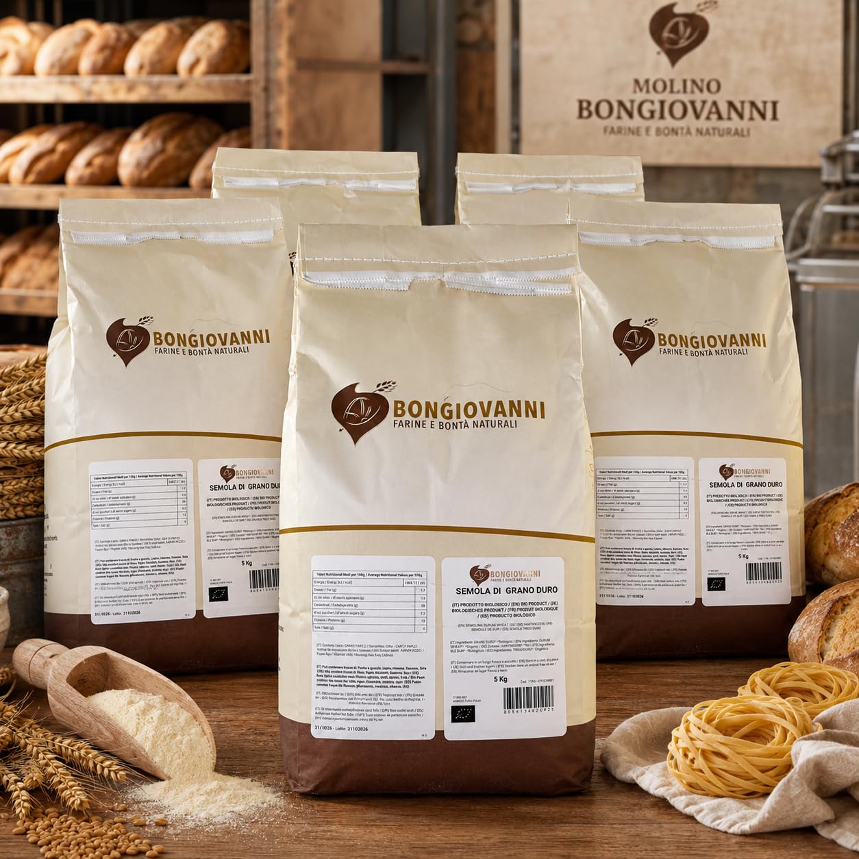 BONGIOVANNI FARINE E BONTA' NATURALI Semola di Grano Duro 5Kg BIO