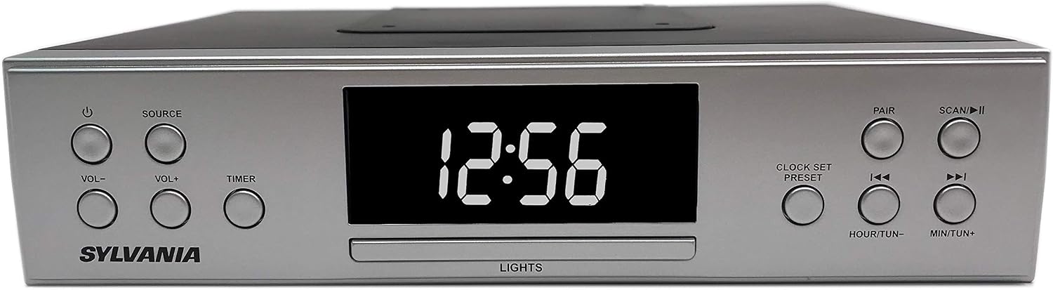 PROSCAN Under Cabinet Clock Radio, Music System with Bluetooth Streaming and FM Radio