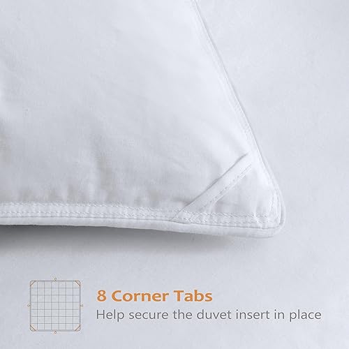 Miniatura 6 de Edredón de plumas de ganso de lujo, tamaño Queen 850+ relleno, relleno de edredón esponjoso y acogedor con 1000T 100% algodón, para todas las