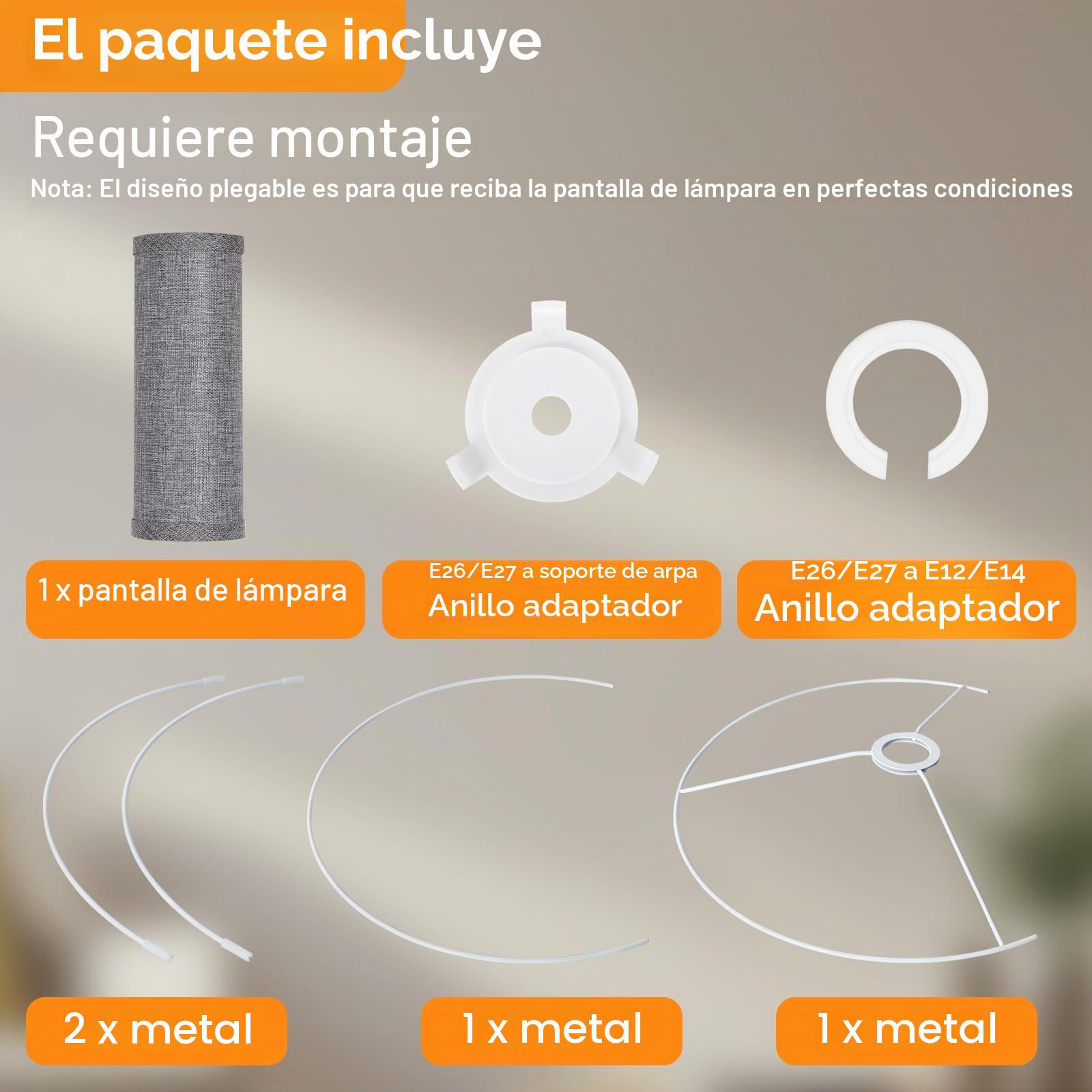 OUTON Pantallas de lámpara de tambor grandes grises para lámparas de pie, 16 pulgadas superior x 16 pulgadas inferior x 9 pulgadas de alto, fácil de montar, lámparas de pie y antorchas, pantallas de
