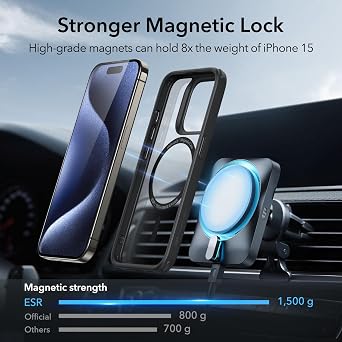ESR for iPhone 15 Pro Case for MagSafe, Anti-Yellowing, Clear Black | Ultra Slim, 3X Military-Grade Drop Protection, Magnetic Phone Case, Impact Absorbing, Resists Scratches