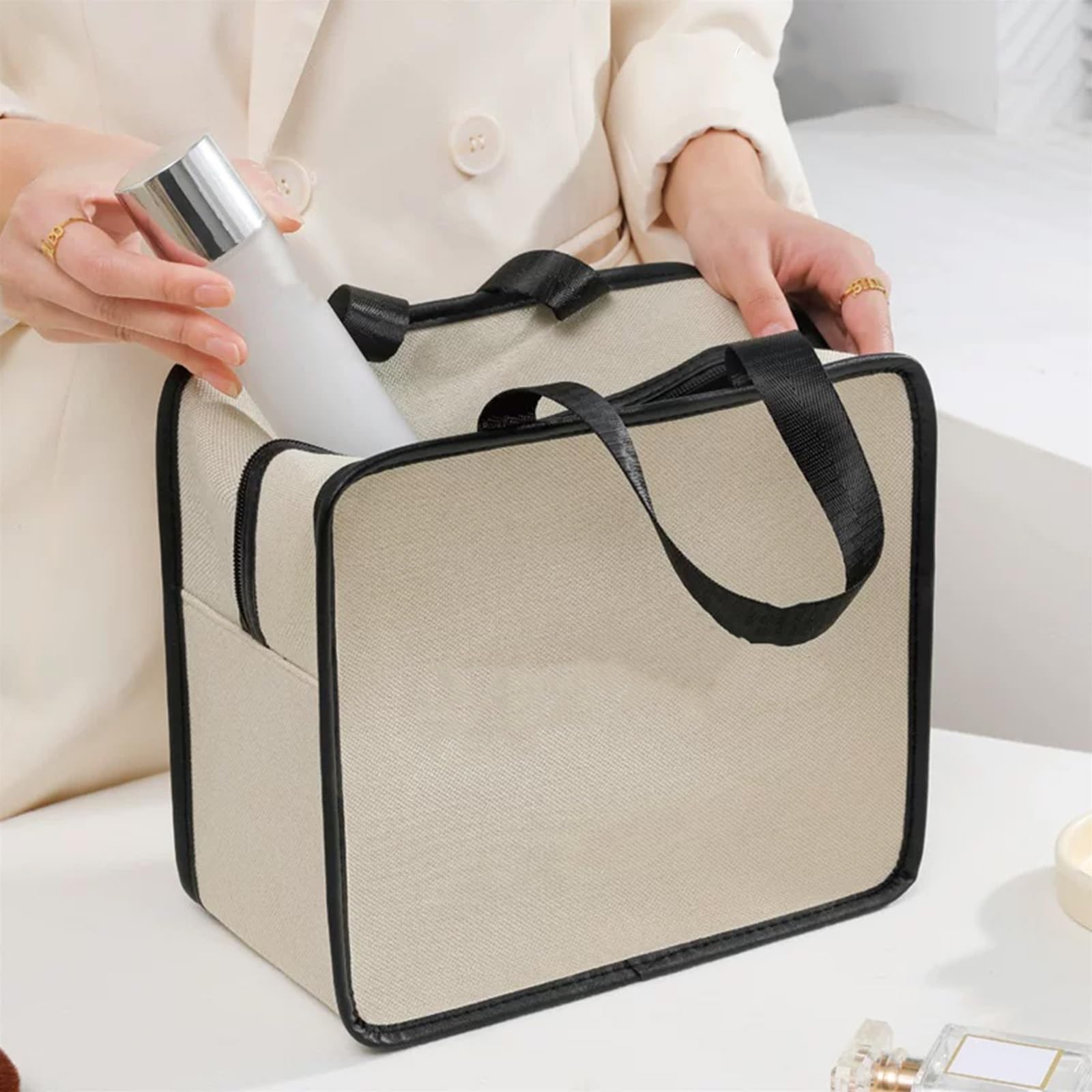Beauty Case da Viaggio Appendere, Borsa da Toilette per Donna, Pochette Cosmetiche in Tela Multiuso per Viaggi, Ben Organizzate, Trova Gli Oggetti più Velocemente