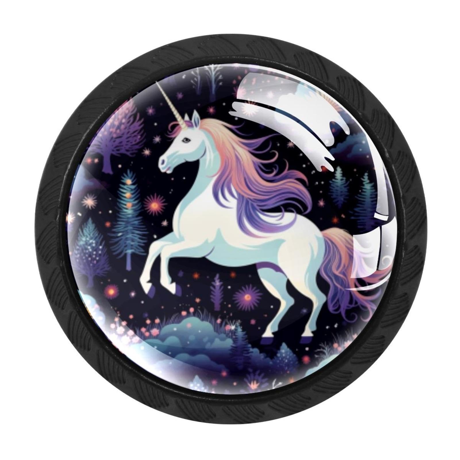 Chenzzzz Multicolored 08 4 Pcs Starry Unicorn Cabinet Knobs Crystal Drawer Pulls For Kitchen, Bathroom Cabinet, Dresser And Cupboard