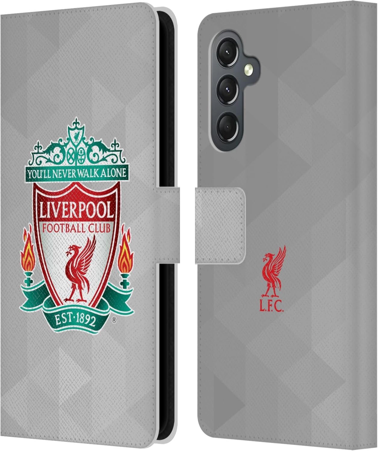 Head Case Designs Officially Licensed Liverpool Football Club White Geometric 1 Crest 1 Leather Wallet Case Compatible with Samsung Galaxy A25 5G