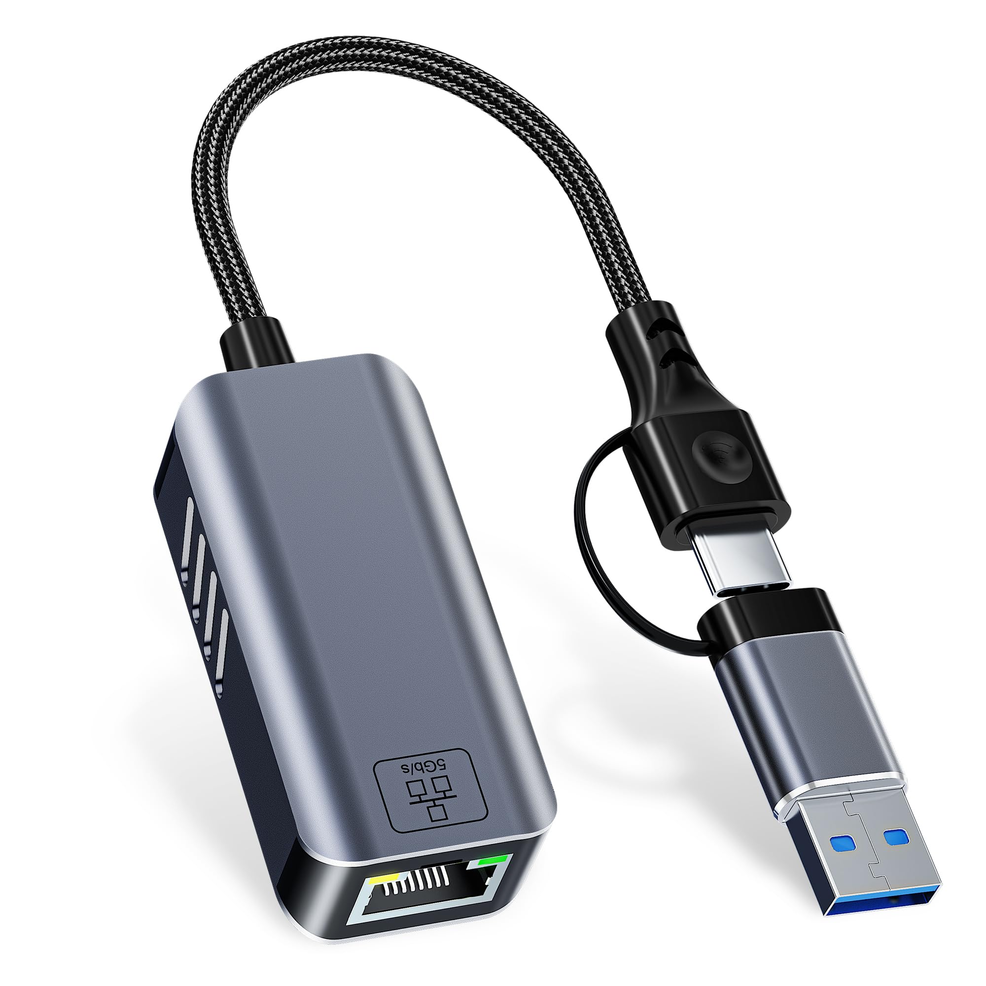 USB C to Ethernet Adapter 5 Gbps, USB-A & USB-C to RJ45 LAN 5000 Mbps Wired Network Converter, USB to Ethernet Adapter Compatible with Thunderbolt 4/5, MacBook, Windows, MacOS, Linux, iPhone 17/16/15-image-32